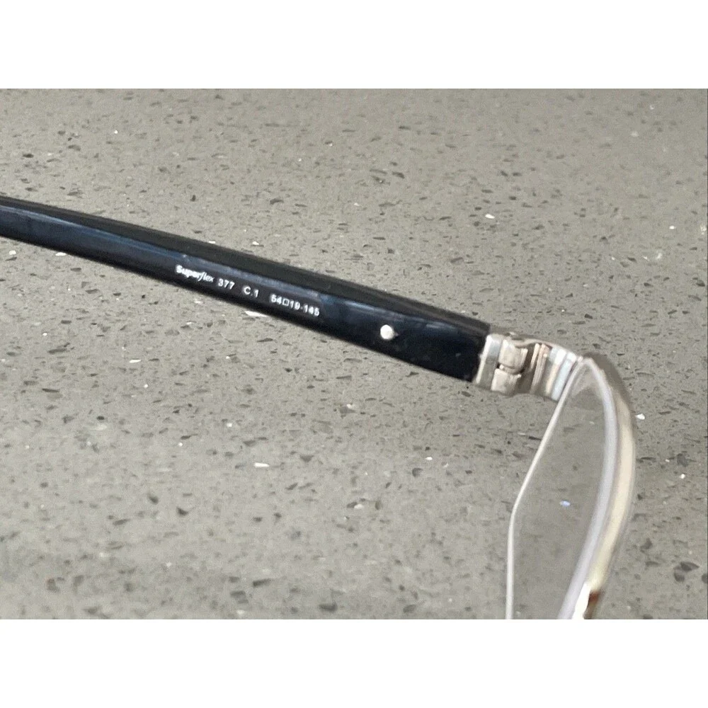 Superflex 377 c.1 54-19-145 Black Half Rim Eyeglasses Frames ONLY Silver
